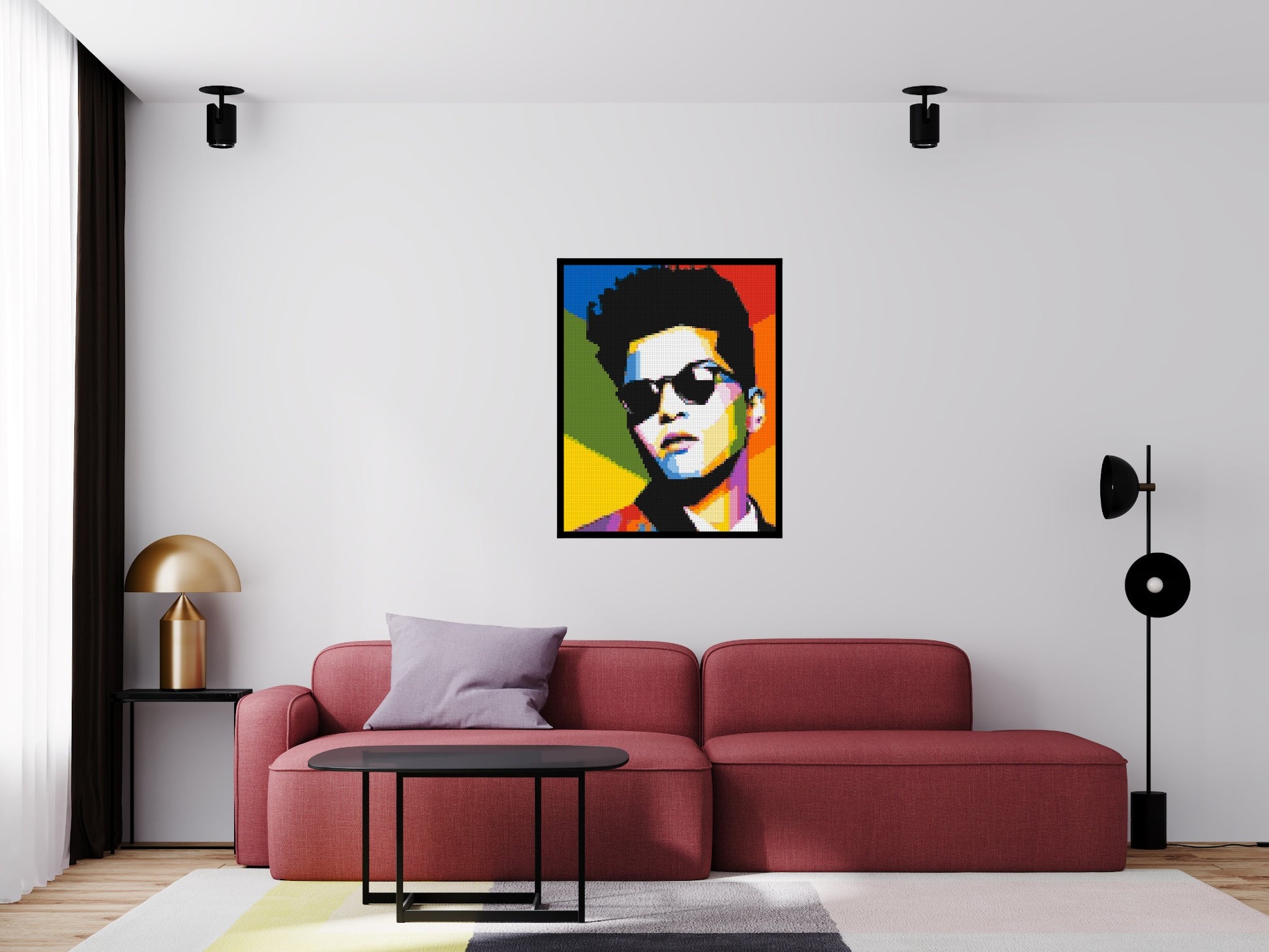 Bruno Mars - Brick Art Mosaic Kit 4x5 scene with frame