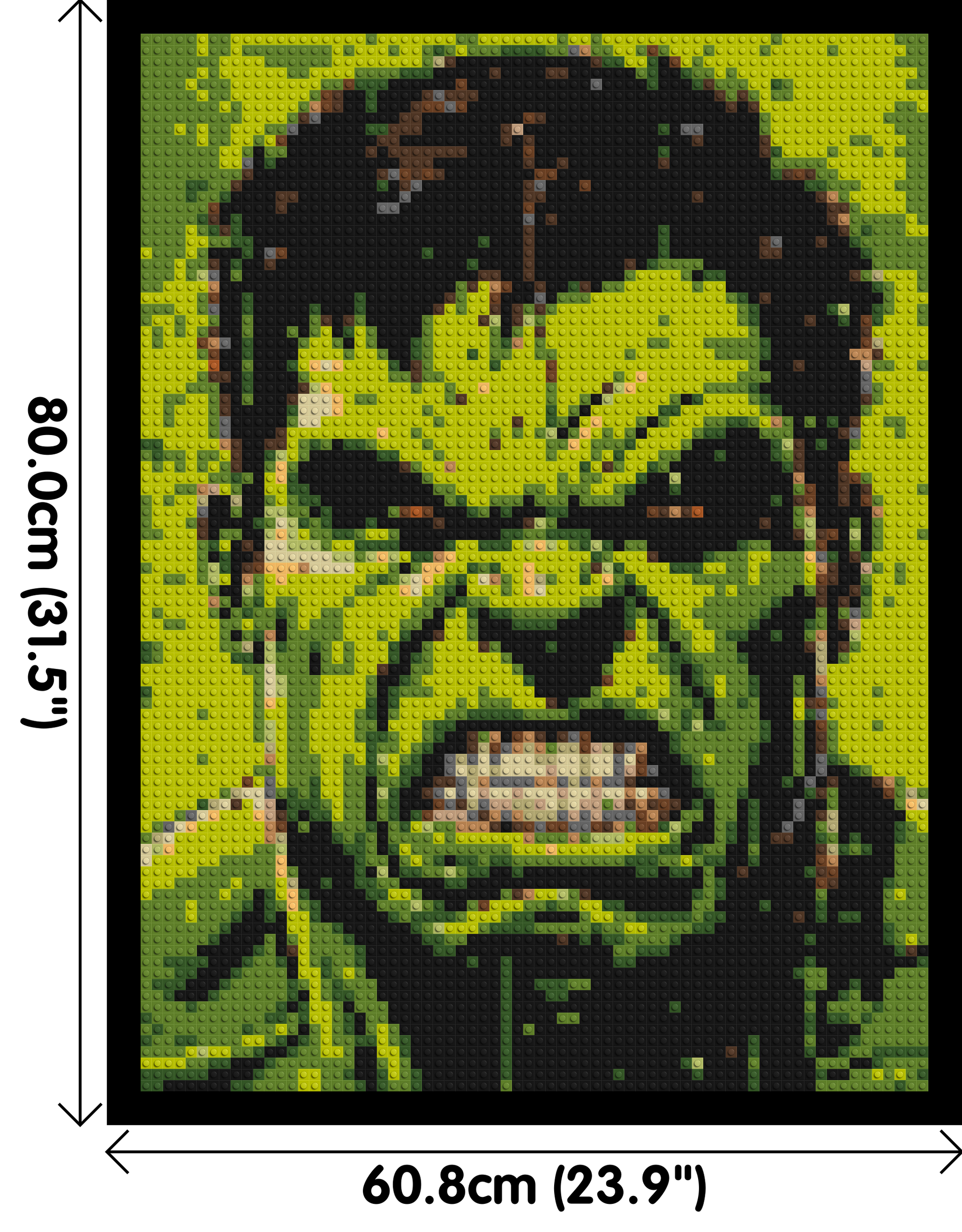 The Hulk - Brick Art Mosaic Kit 3x4 dimensions with frame