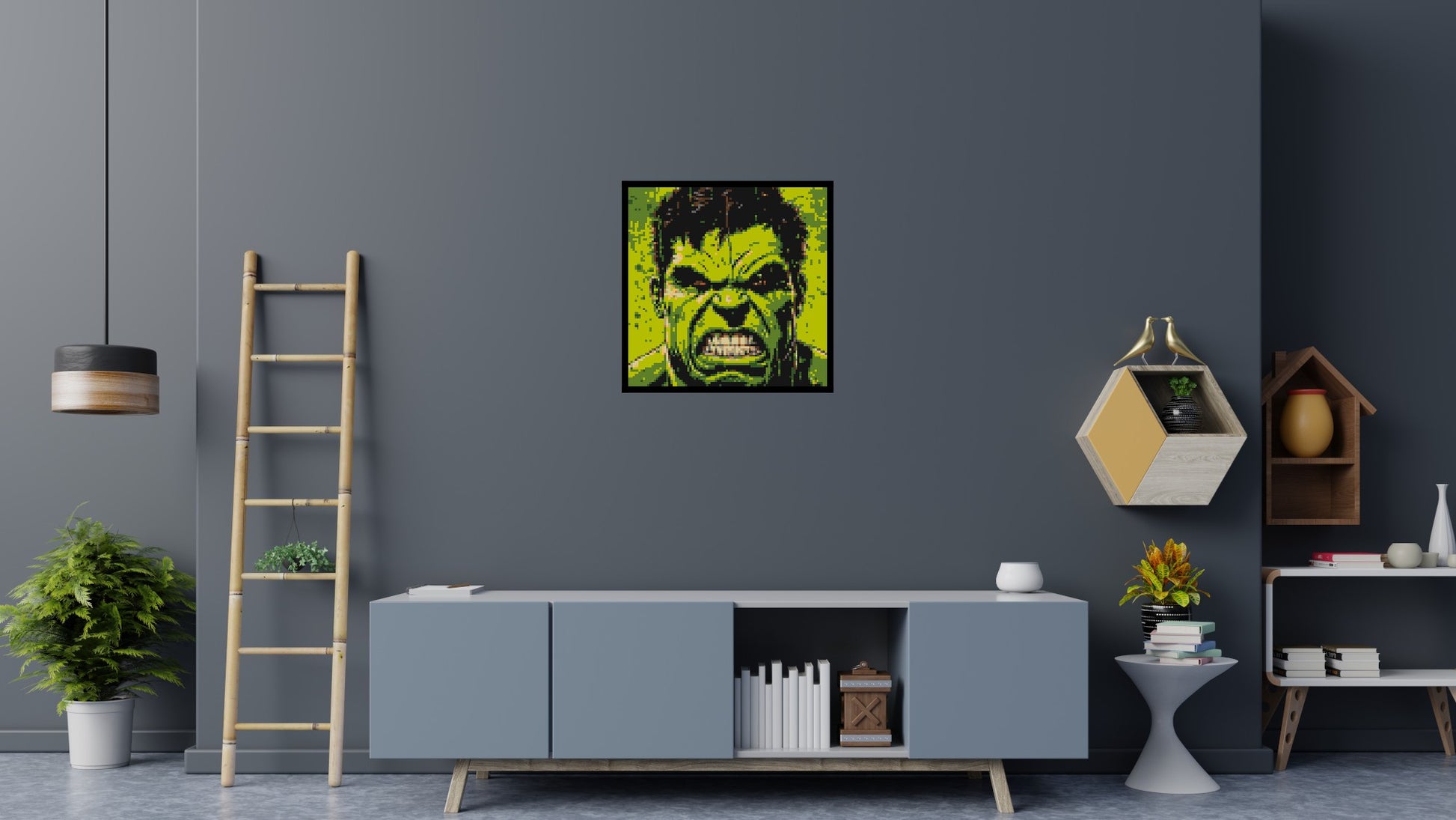 The Hulk - Brick Art Mosaic Kit 4x4 scene with frame