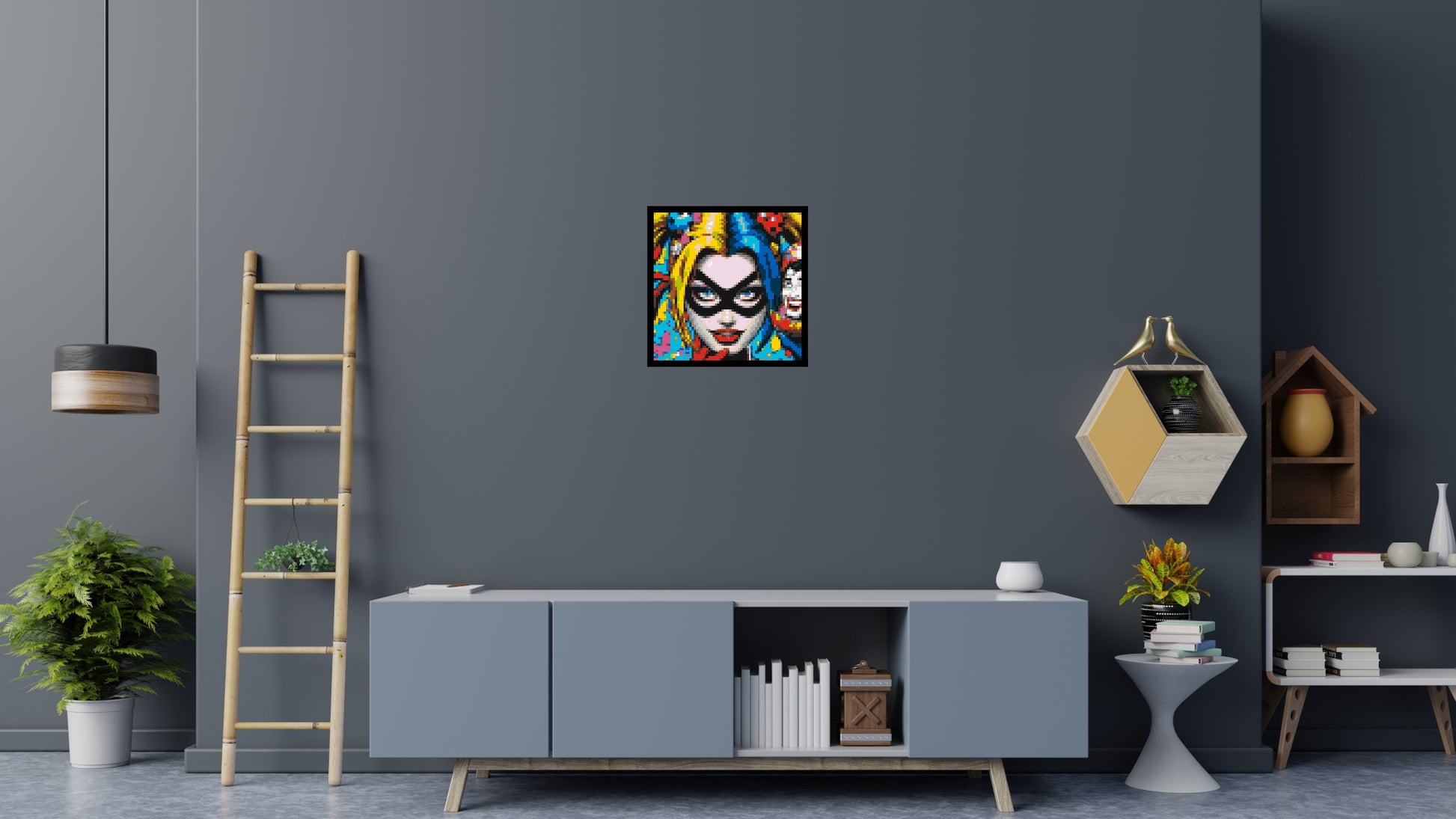 Harley Quinn - Brick Art Mosaic Kit 3x3 scene with frame