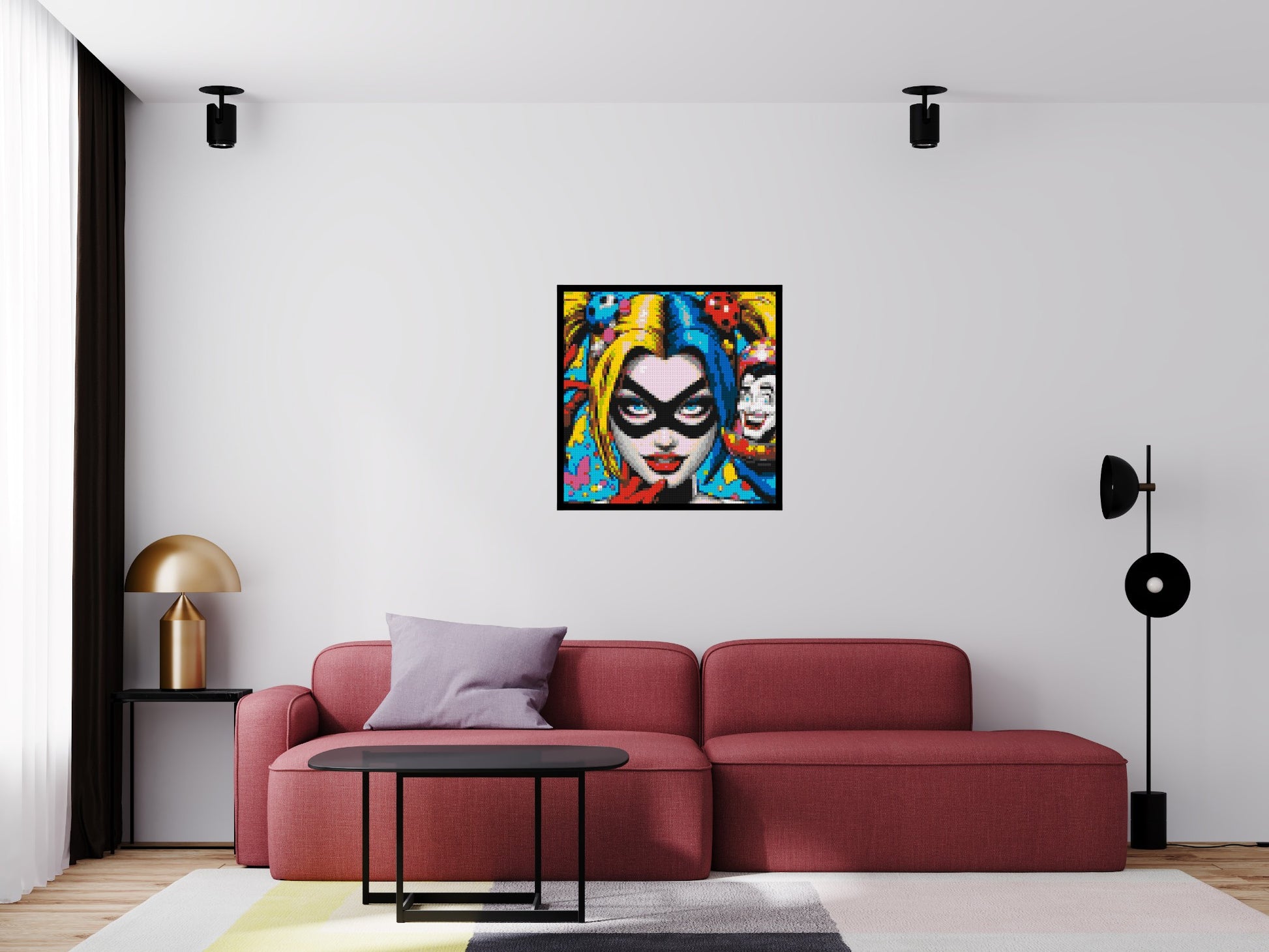 Harley Quinn - Brick Art Mosaic Kit 4x4 scene with frame