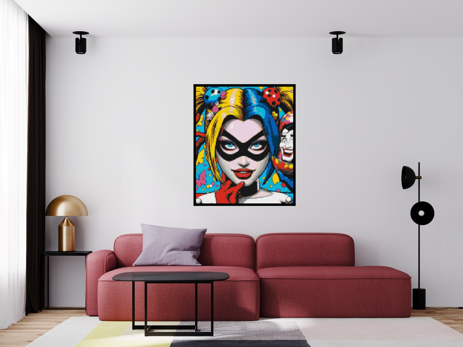 Harley Quinn - Brick Art Mosaic Kit 5x6 scene with frame