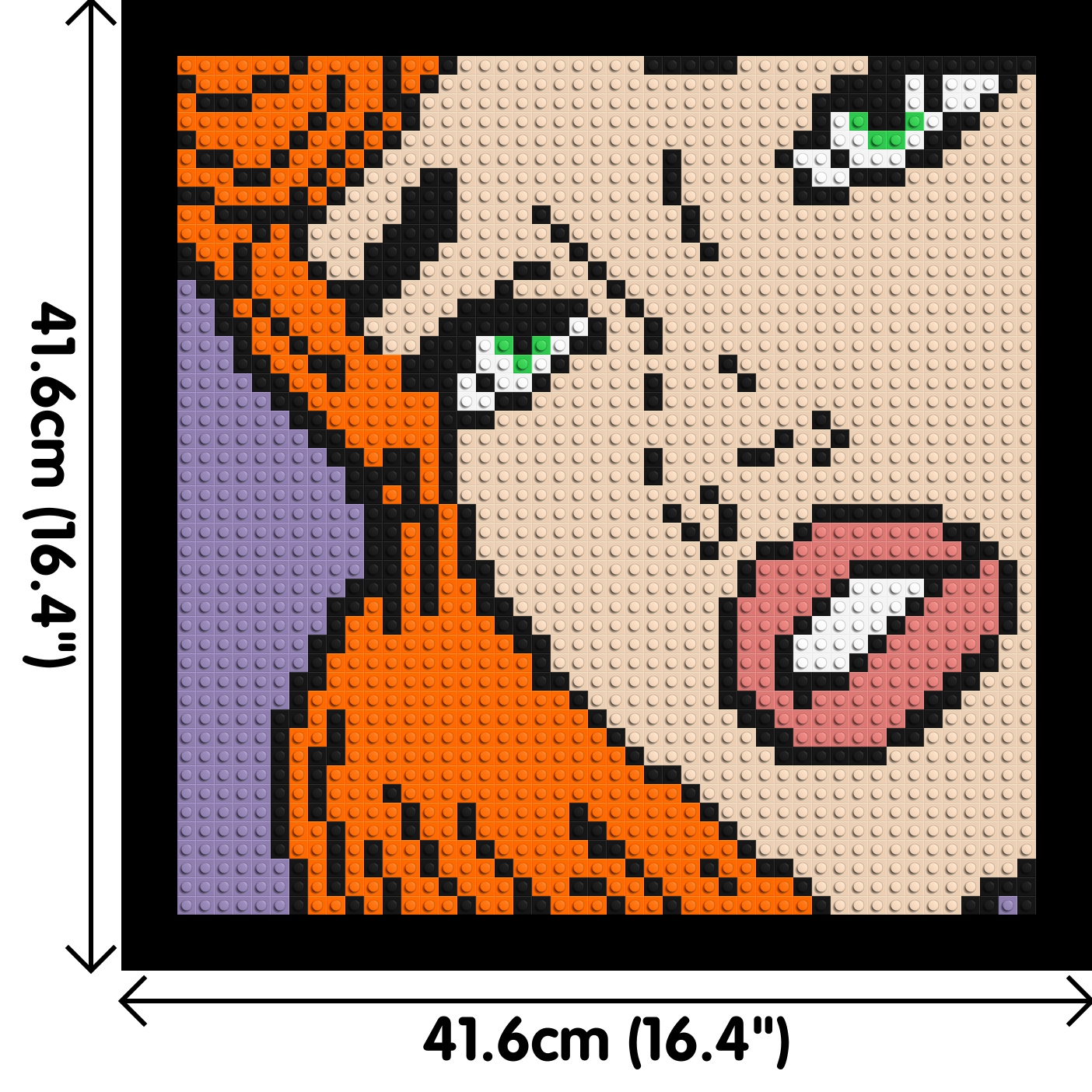 Pop Art Girl #4 - Brick Art Mosaic Kit 2x2 dimensions with frame